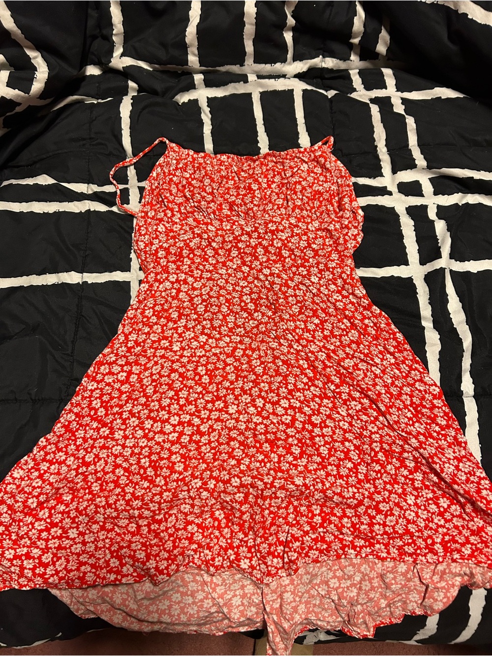 Red floral dress